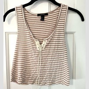 🌼striped forever 21 crop tank top with laces